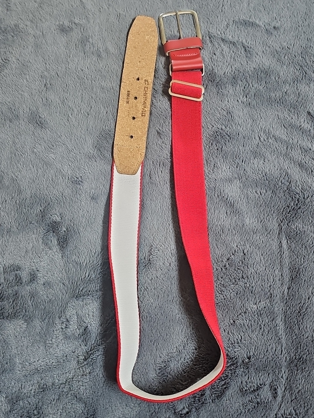 CHAMPRO Red and White Elastic SOFTBALL Belt with Silver Buckle